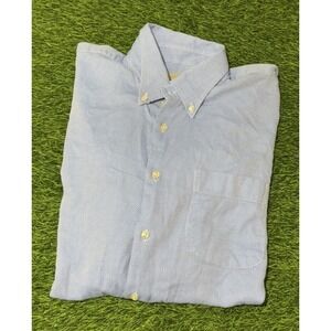 Peter Millar Oxford Shirt L Blue White ‎ 100% Cotton Long Sleeve Turkey